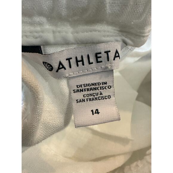 Athleta Cabo Linen Jogger Pants White Drawstring Zippered Pockets Womens Size 14 - Picture 5 of 10